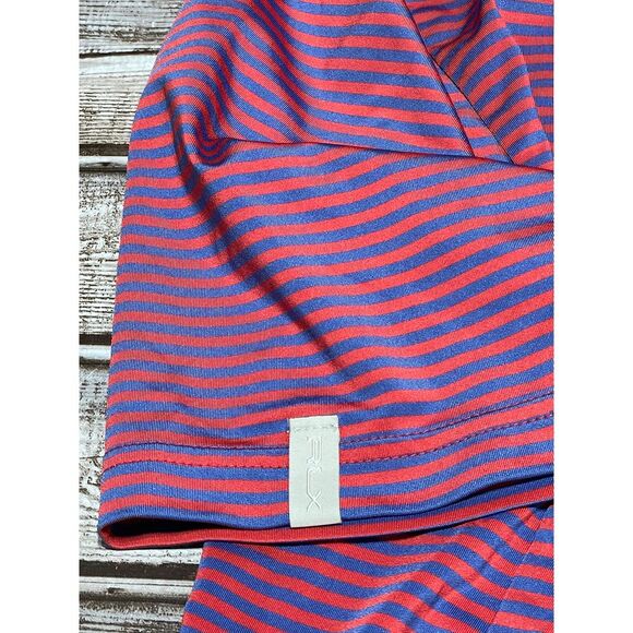 RLX Men's Golf Polo Red Blue Stripes Logo Size M EUC - Picture 5 of 7